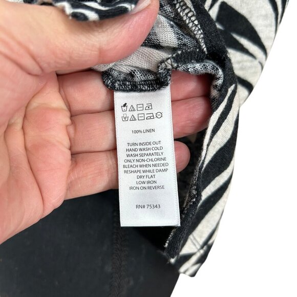 Tahari Black White Pullover Linen Short Sleeve Boxy Blouse Top Size XXL - Picture 8 of 8
